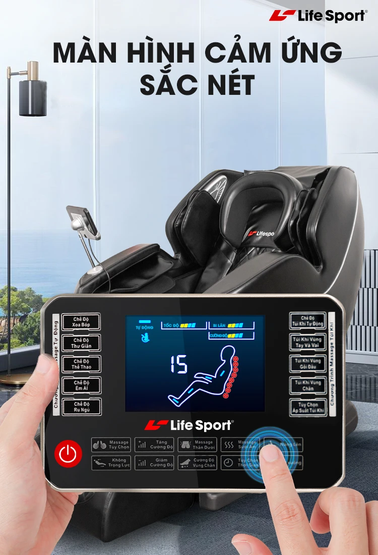 Cách điều khiển ghế massage bằng mà hình cảm ứng