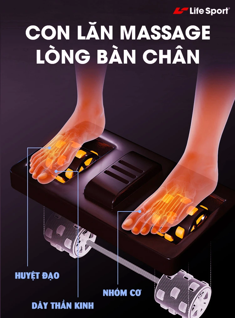 Con lăn massage thông minh ở lòng bàn chân.